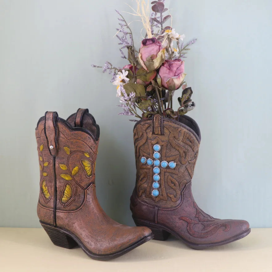 Cowboy Boot Vase