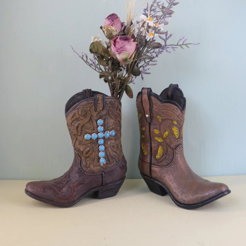 Cowboy Boot Vase